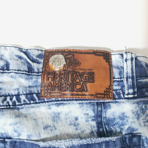 The Heritage America Men's Acid Wash Jeans Waist - Picture 6 of 10